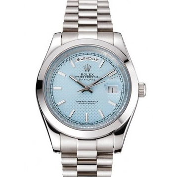 Best AAA Replica Sites Case Date Day 40 Ice Bracelet Rolex Blue Stainless Steel Dial And 0627
